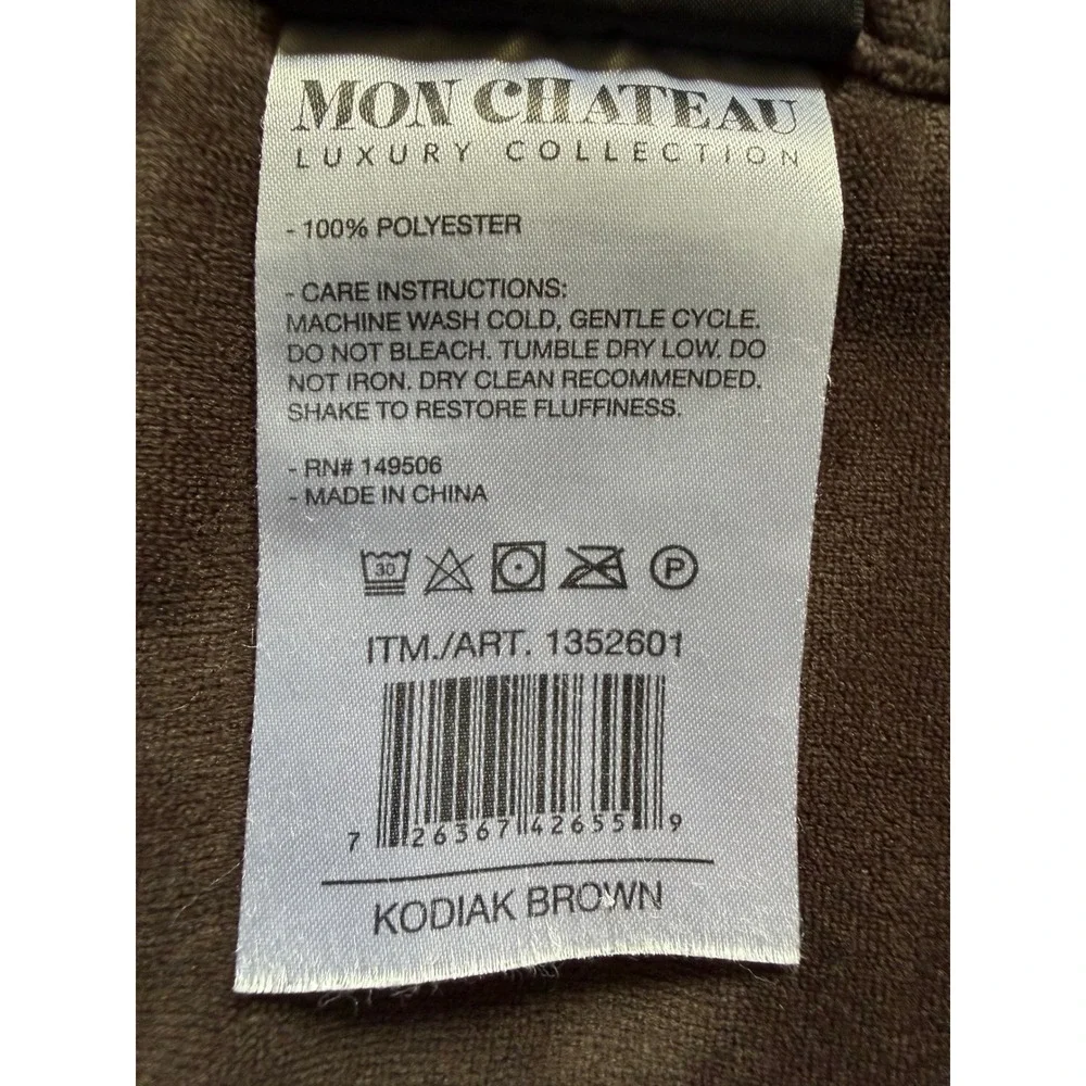 MON CHATEAU‎ Luxury Collection Kodiak Brown Plush Velour Fleece Throw Blanket